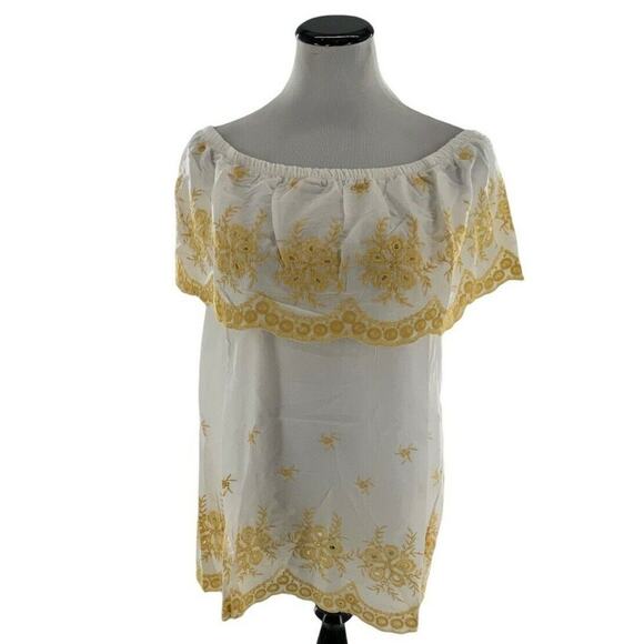 Forgotten Grace Shirt Womens Sz Large Boho Embroidered Off The Shoulder Top NEW - Picture 1 of 6